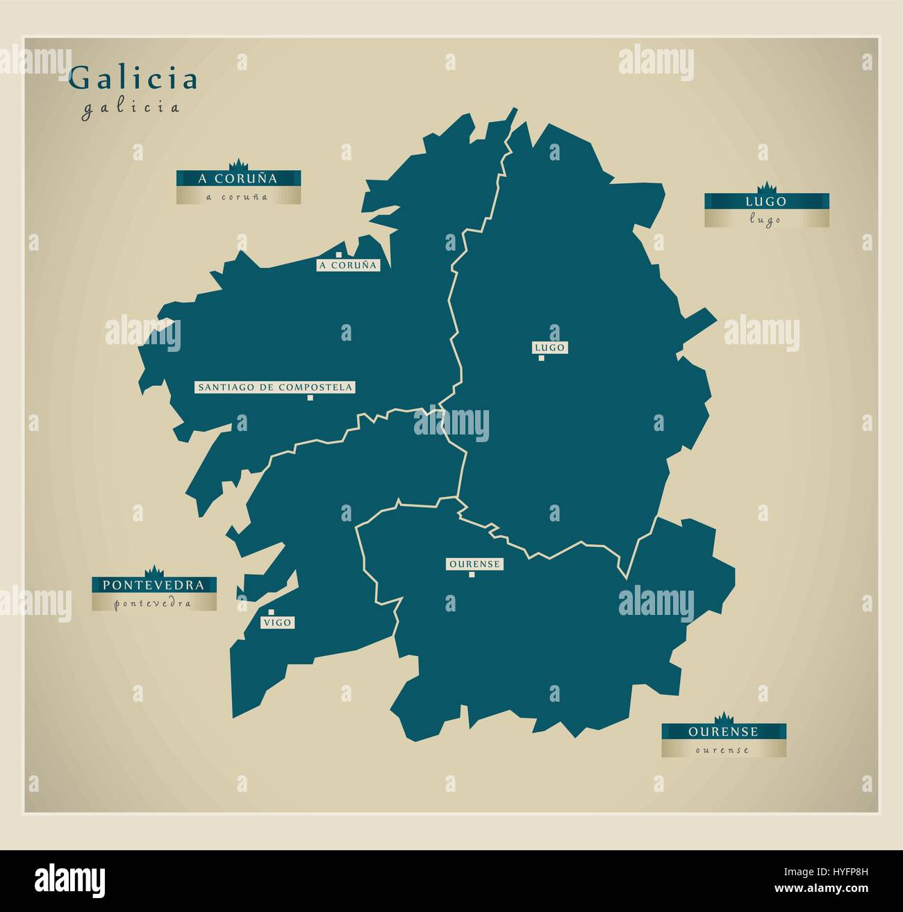 Carte galicie espagne Banque d'images vectorielles Alamy Carte galicie espagne Banque d'images vectorielles Alamy