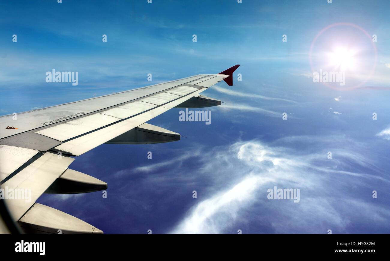 Aile d'avion windows afficher Banque D'Images