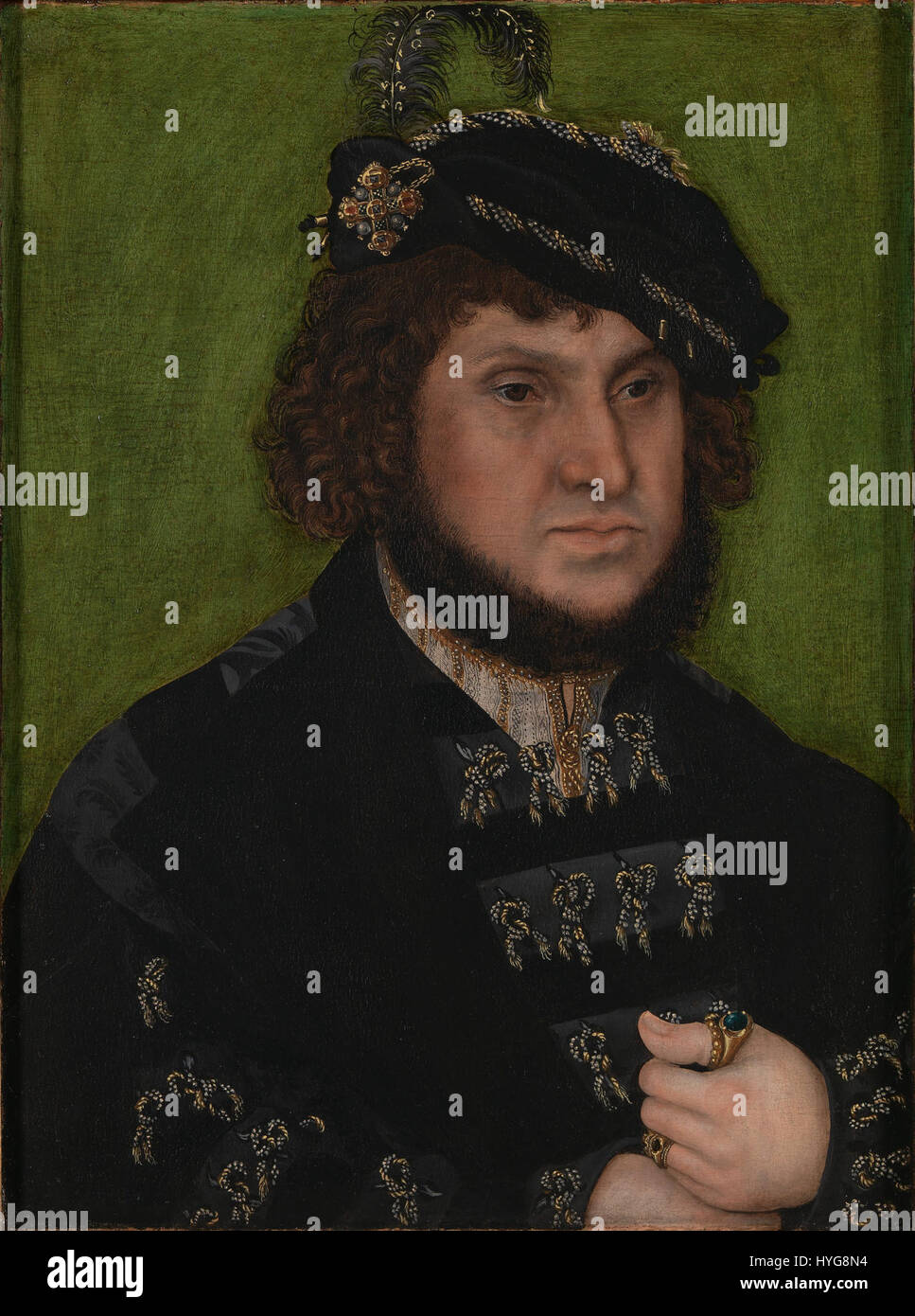 Un portrait de Lucas Cranach l'ancien de Johann le ferme, électeur de Saxe, mettant en vedette le chef dans sa tenue royale. Banque D'Images