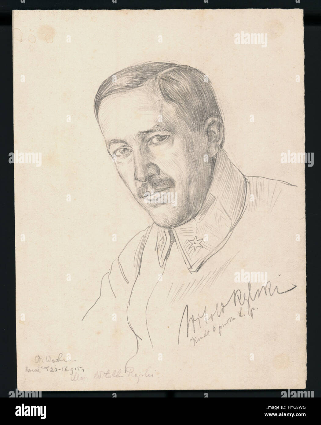 Il s'agit d'un croquis de Witold Rylski de W. Wodzinowski, capturant un moment ou une figure d'une manière expressive et inachevée. Rylski, connu pour son approche détaillée et émotive, utilisait souvent des croquis pour étudier la forme et la composition, donnant un aperçu de son processus artistique. Banque D'Images