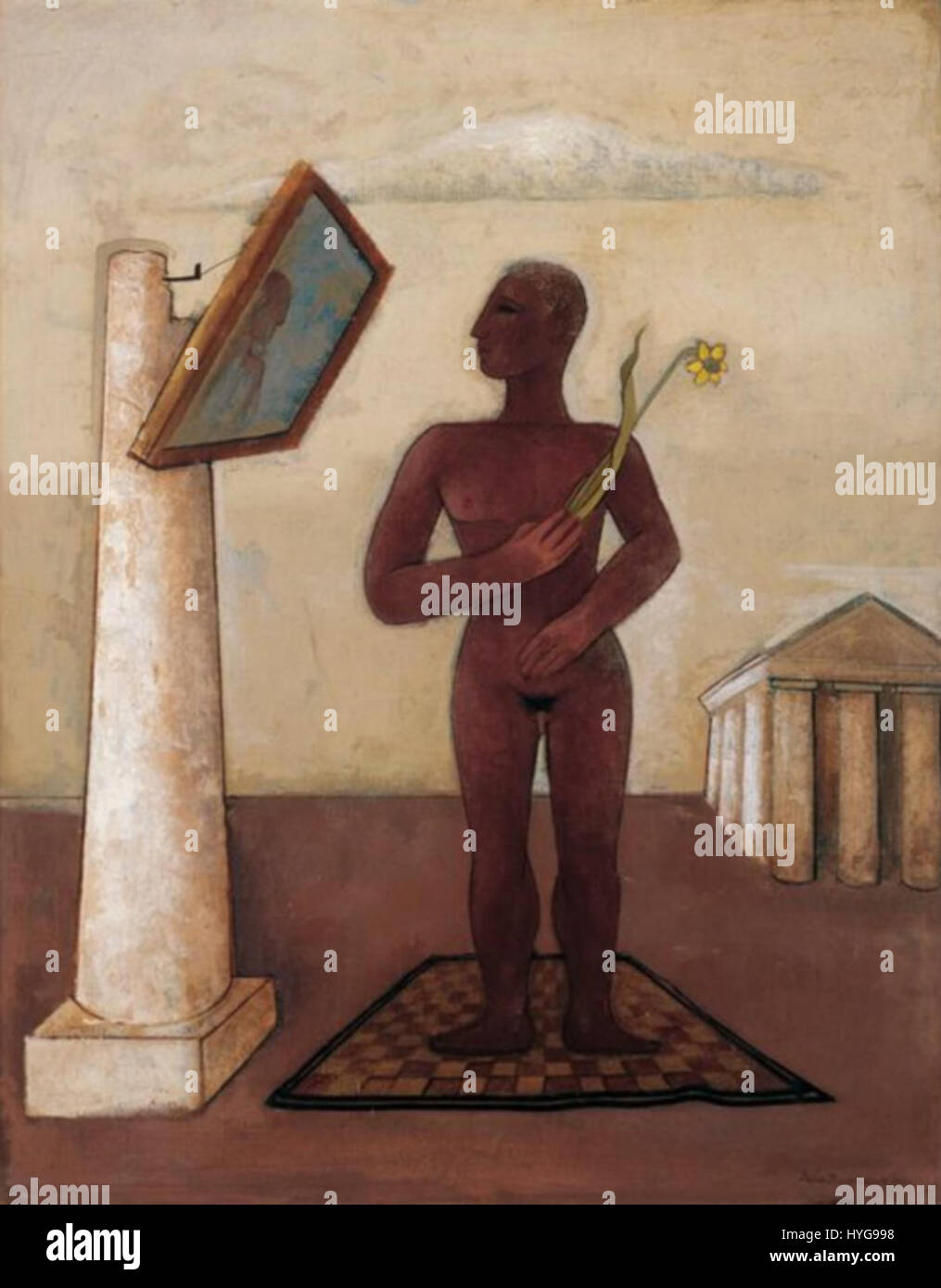 Un tableau intitulé *Narcisse*, créé en 1932, explorant probablement les thèmes de la vanité et de l’auto-réflexion, capturant la figure mythologique de Narcisse dans un moment d’introspection profonde, reflétant les tendances artistiques du début du XXe siècle. Banque D'Images Un tableau intitulé *Narcisse*, créé en 1932, explorant probablement les thèmes de la vanité et de l’auto-réflexion, capturant la figure mythologique de Narcisse dans un moment d’introspection profonde, reflétant les tendances artistiques du début du XXe siècle. Banque D'Images