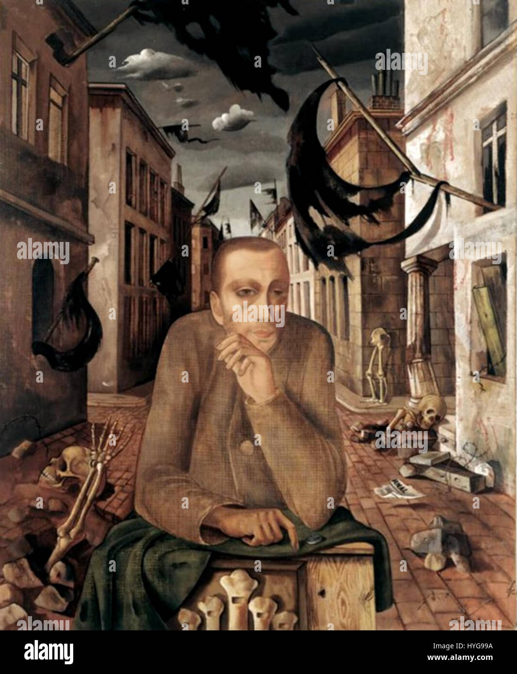 'Organ Grinder' de 1942-43 représente un artiste de rue jouant d'un orgue. La peinture capture l'ambiance de l'Europe en temps de guerre, mettant en évidence la résilience et la vie quotidienne des gens au cours de cette période. Banque D'Images