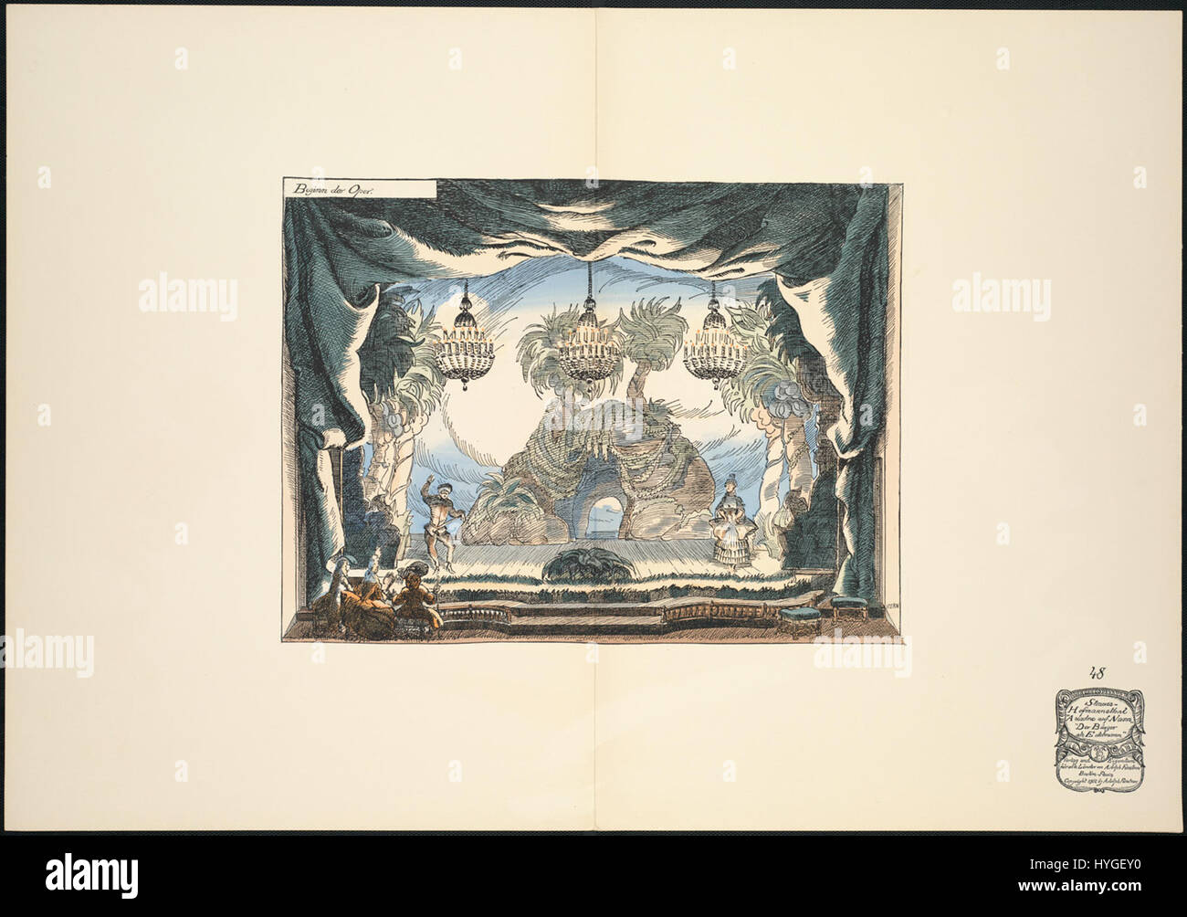 Le « Beginn der Oper » de la Boston public Library présente une représentation historique des origines de l'opéra, capturant une scène de performance des premiers jours de la forme d'art. L'œuvre reflète l'importance culturelle et artistique de la naissance de l'opéra en Europe. Banque D'Images