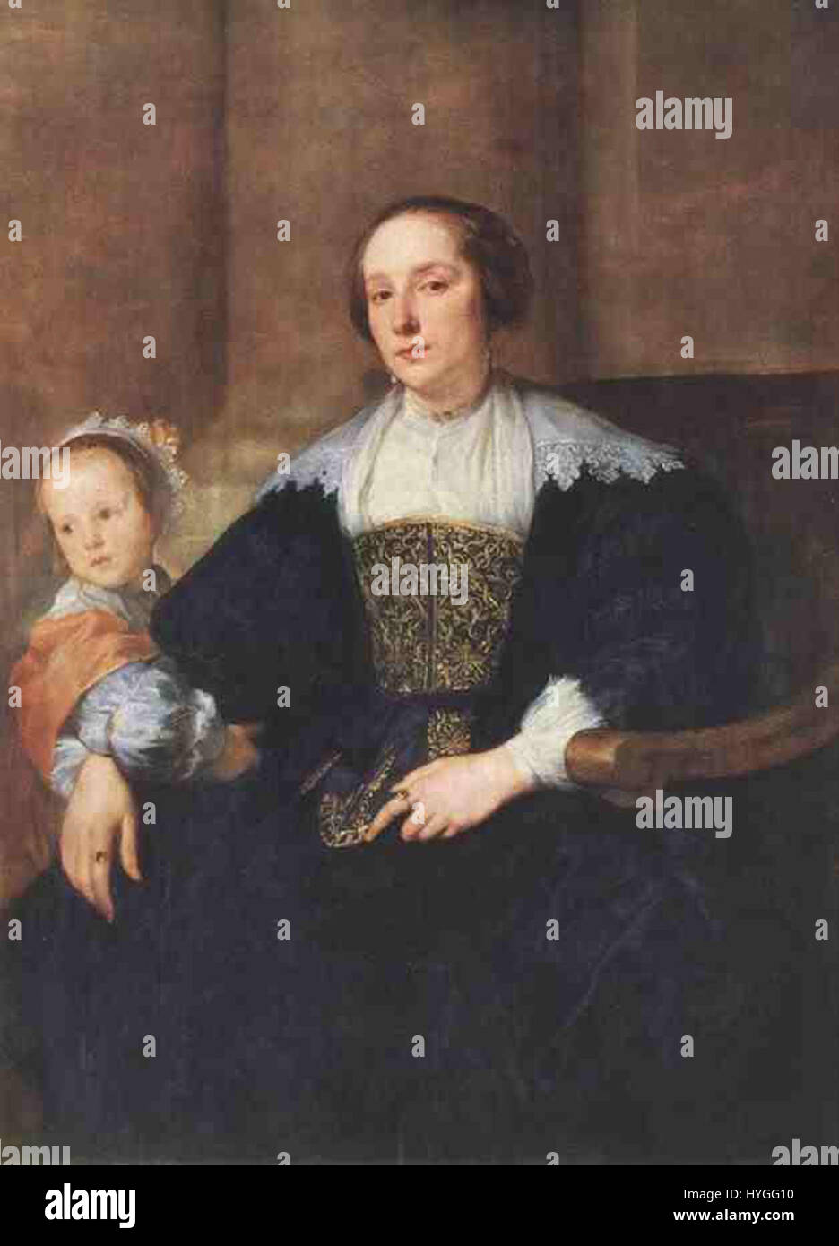 Anthony Van Dyck Portrait d'Anna van Thielen, épouse du peintre Theodoor Rombouts avec leur fille Banque D'Images