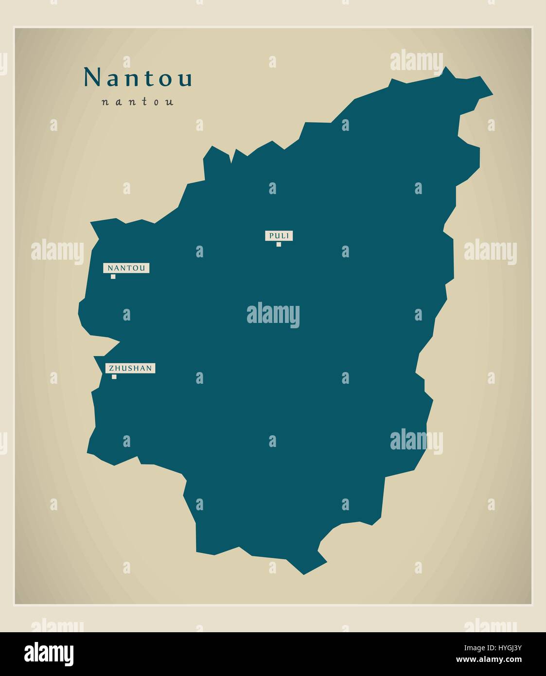 Carte moderne de Nantou - TW Illustration de Vecteur