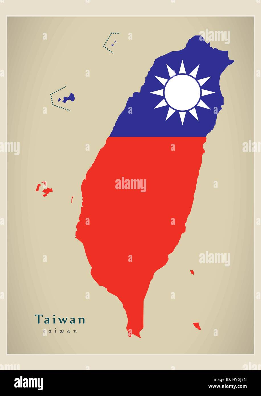 Carte moderne - couleur du drapeau Taiwan TW Illustration de Vecteur