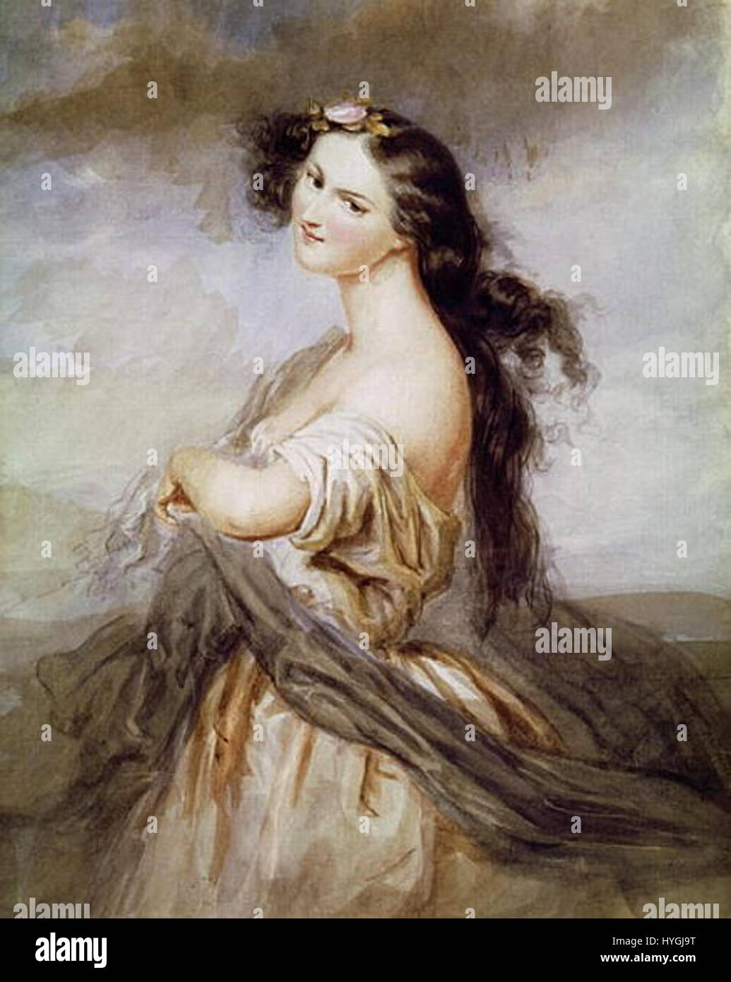 Le portrait de Juliette Drouet par Charles Voillemot capture l'essence du portrait du XIXe siècle. Drouet était une actrice française et la partenaire de longue date de Victor Hugo. La peinture se concentre sur sa grâce et son élégance. Banque D'Images