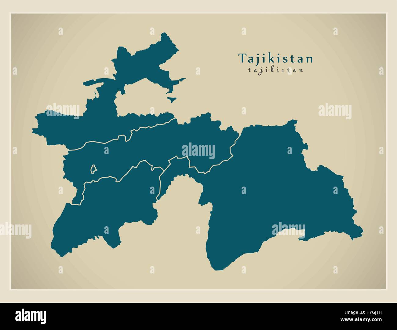 Carte moderne - Tadjikistan TJ avec les provinces Illustration de Vecteur