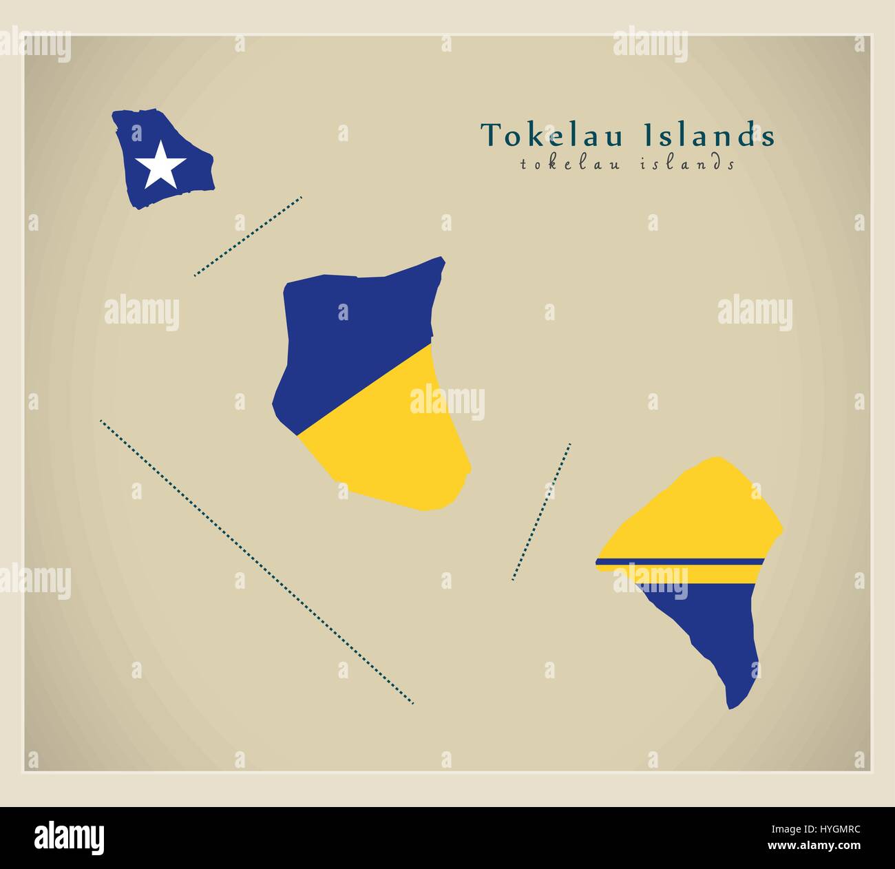 Carte moderne - drapeau des îles Tokélaou TK de couleur Illustration de Vecteur