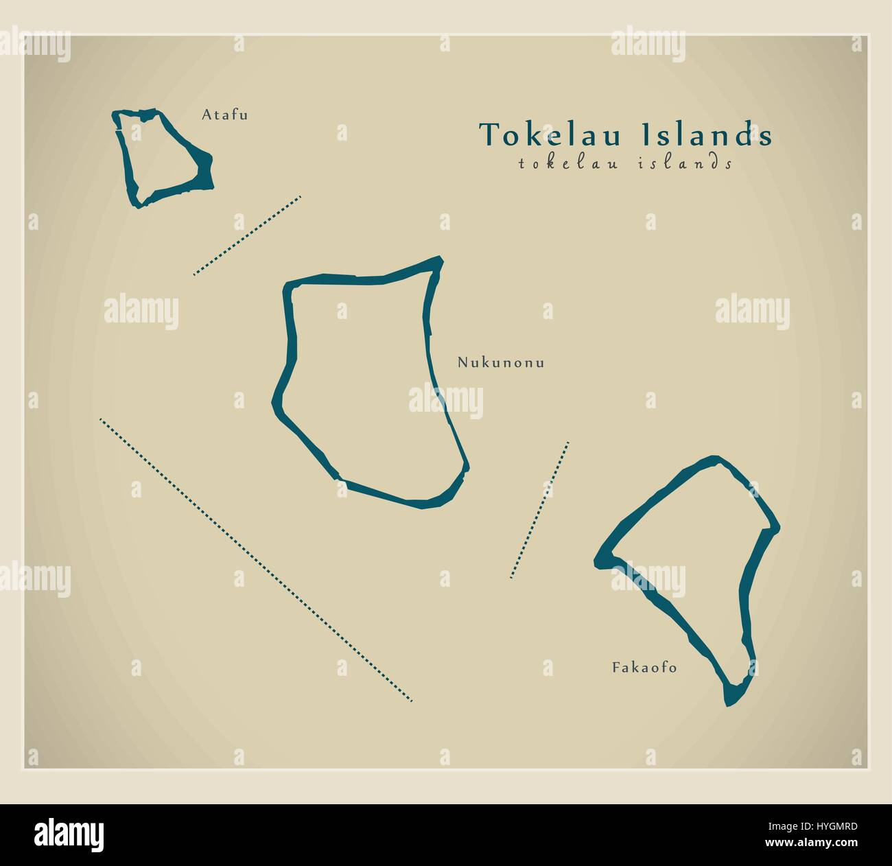 Carte moderne - avec des noms Îles Tokélaou TK Illustration de Vecteur