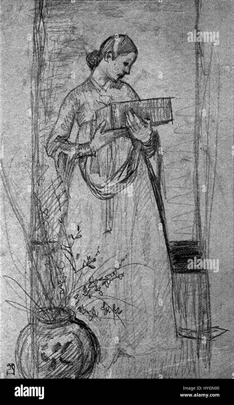 Cette peinture de Fujishima Takeji montre une femme vêtue d'une tenue traditionnelle coréenne, reflétant le style et la culture de la Corée du début du XXe siècle. Fujishima, un artiste japonais, était connu pour ses représentations de femmes dans diverses robes traditionnelles, mêlant des influences culturelles dans son travail. La pièce souligne l'élégance et la beauté de la mode coréenne. Banque D'Images