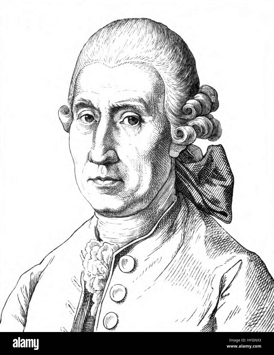 Portrait de Conrad Ekhof, acteur allemand connu pour ses représentations théâtrales. L'image reflète sa contribution aux arts, capturant l'essence de ses prouesses d'acteur et de son statut dans le monde du théâtre. Banque D'Images