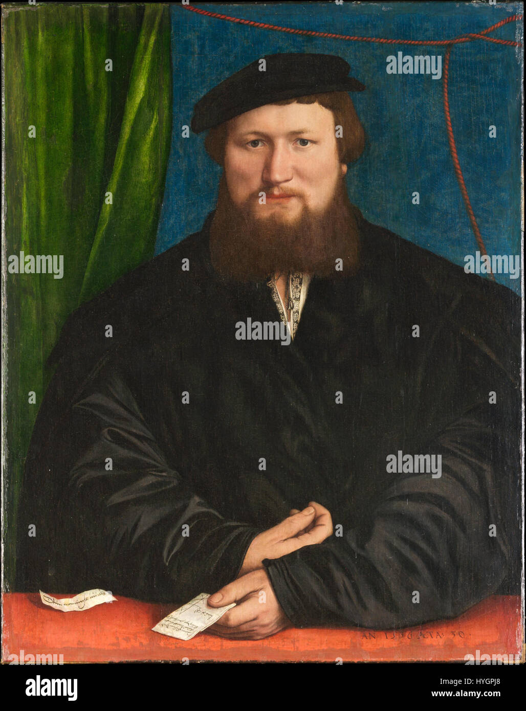 Derich Berck de Hans Holbein est un portrait détaillé d'un marchand du XVIe siècle, mettant en valeur la précision et le réalisme typiques de l'œuvre de Holbein, mettant en évidence le statut social du sujet. Banque D'Images