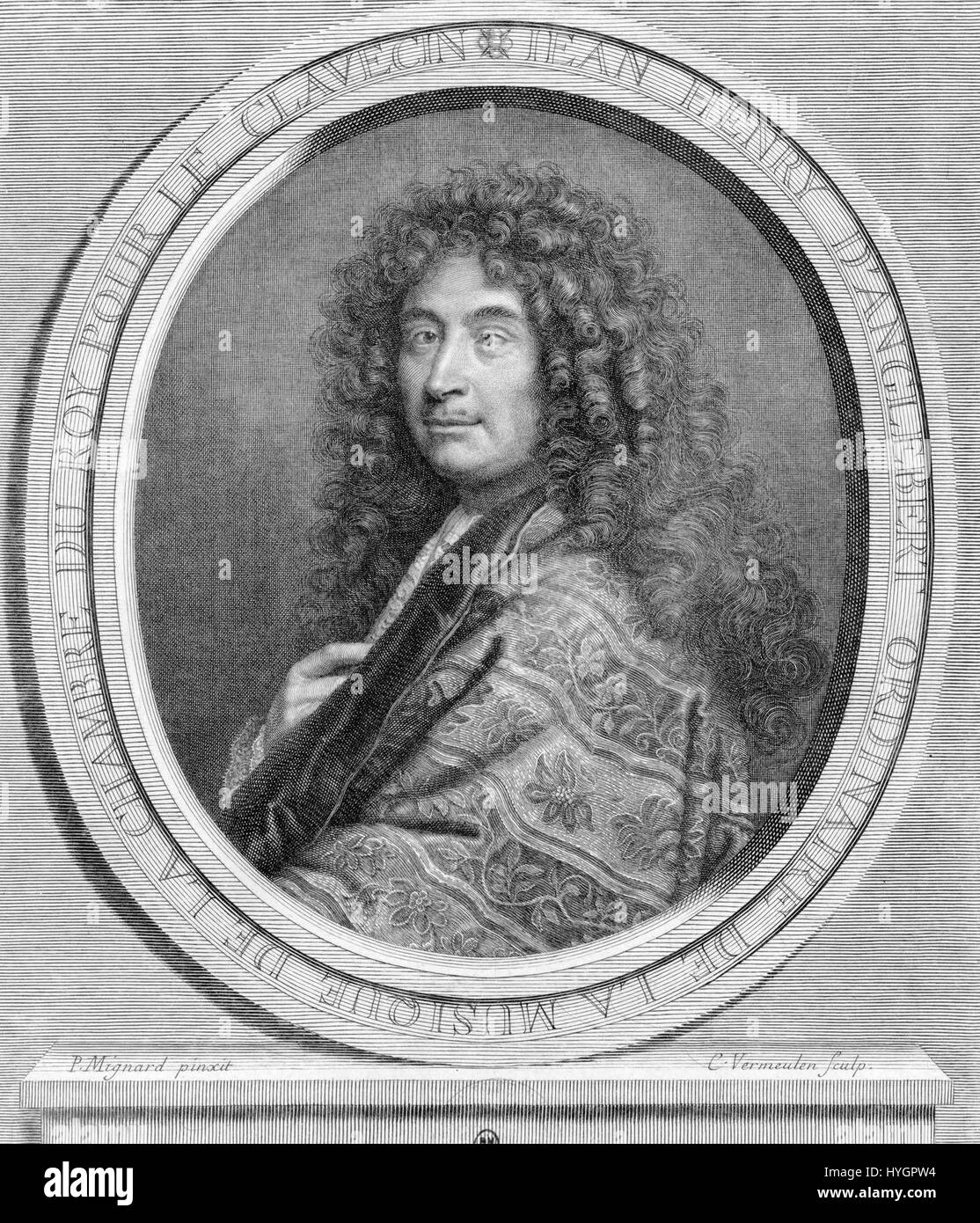 Jean Henri d'Anglebert était un compositeur et claveciniste français de la période baroque. Ses compositions ont contribué de manière significative à la musique baroque française et au développement de la musique pour clavier au XVIIe siècle. Banque D'Images