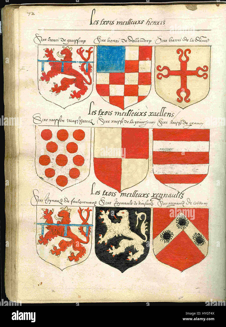 Page 72 de l'exemplaire de Wapenboek Beyeren (armorial) de ca. 1600 Banque D'Images