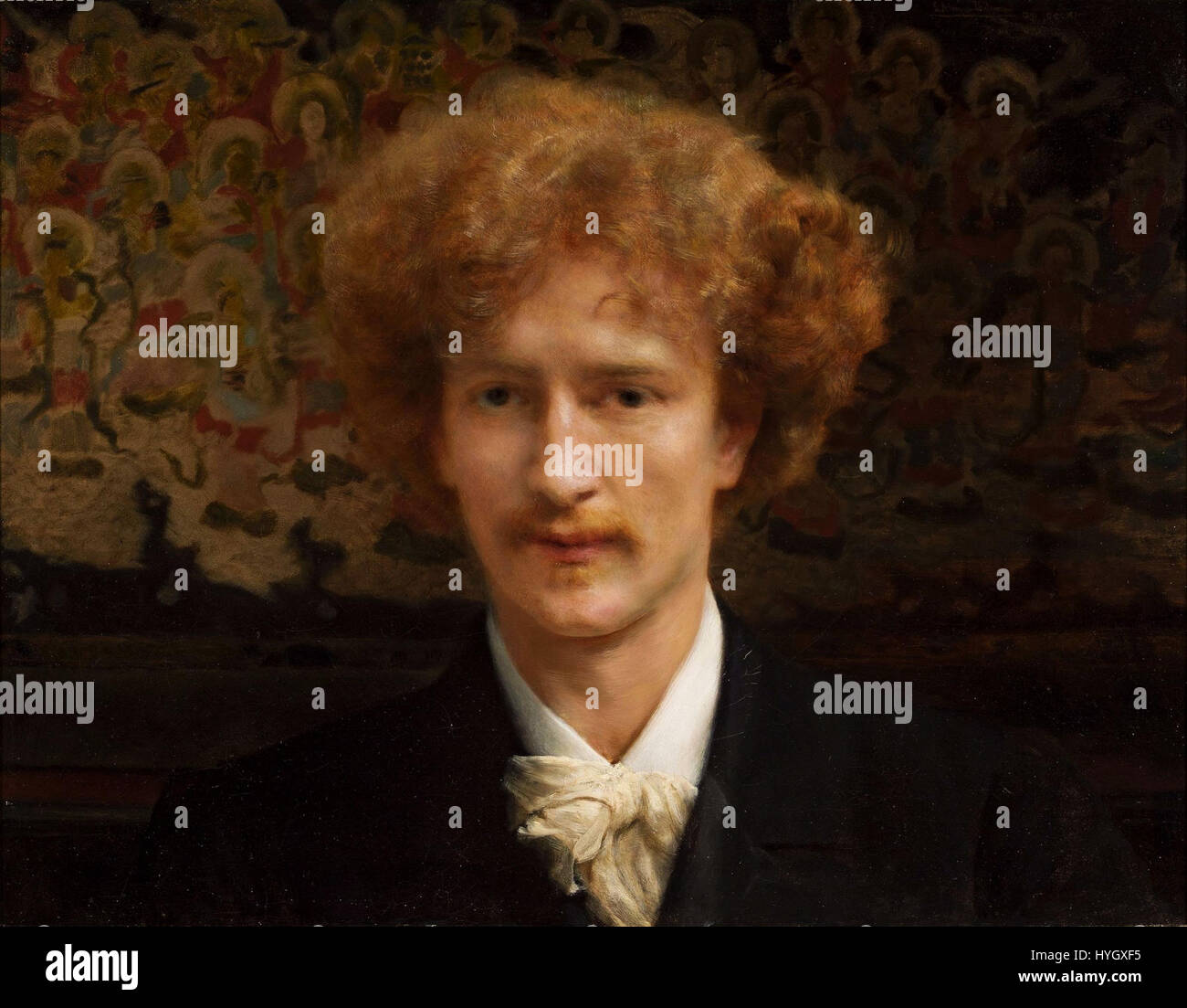 Ce portrait de Lawrence Alma Tadema met en scène Ignacy Jan Paderewski, célèbre pianiste et homme d'État. Tadema capture l’expression digne de Paderewski, offrant un reflet de sa stature dans le monde de la musique et de la politique. Banque D'Images
