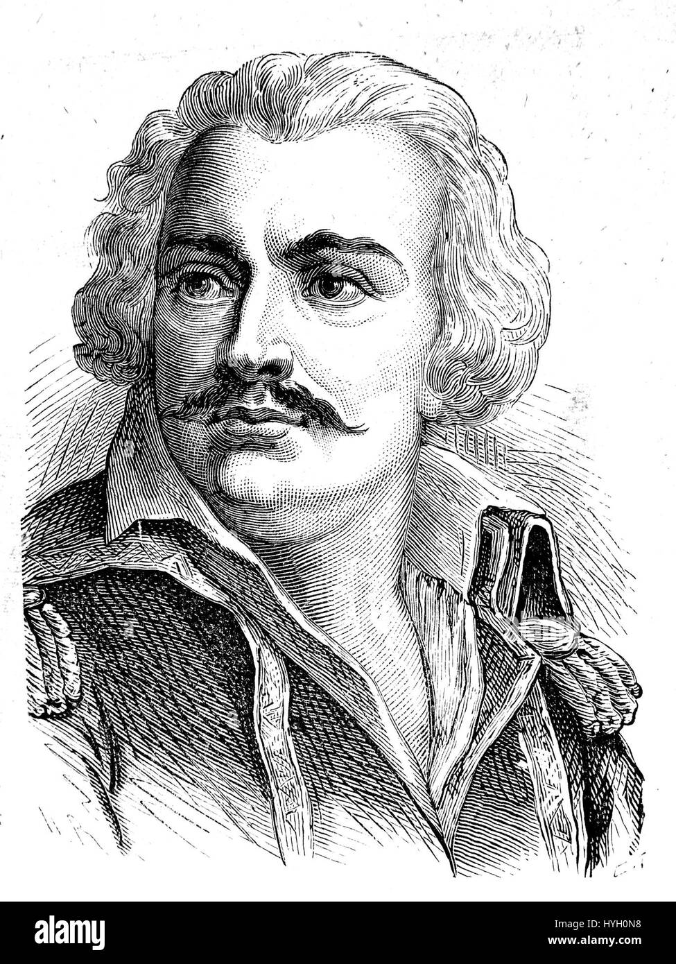La pièce, attribuée à J.F. Carteaux, un artiste français (1751-1813), illustre probablement un sujet historique ou militaire, peut-être lié à la Révolution française, étant donné l'implication connue de l'artiste dans la représentation de thèmes révolutionnaires. Banque D'Images