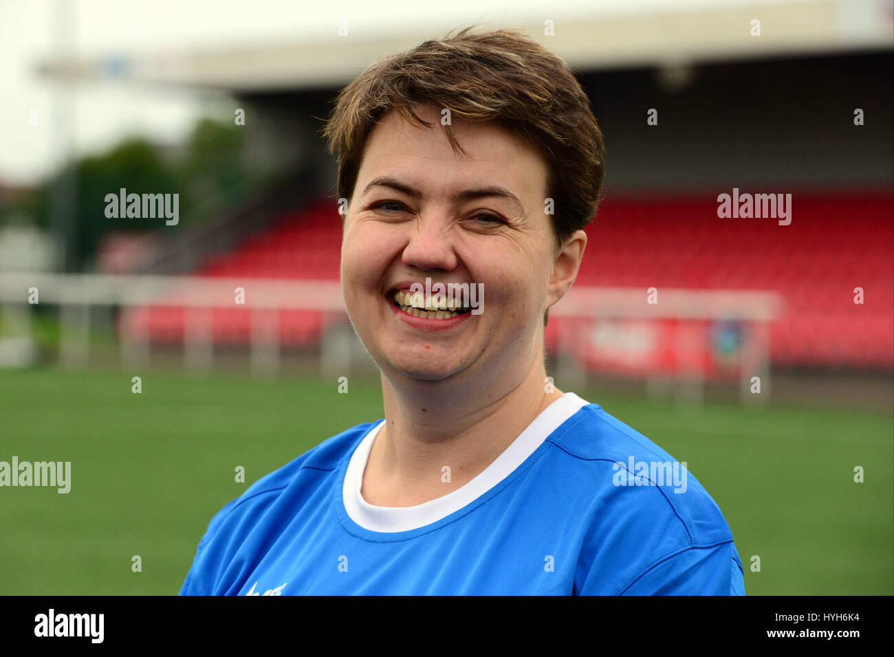 Le chef conservateur écossais Ruth Davidson à l'organisme de bienfaisance de la DN penalty shoot-out in Paris, entre entre les équipes du référendum sur l'indépendance écossaise Oui l'Ecosse et des campagnes mieux ensemble Banque D'Images