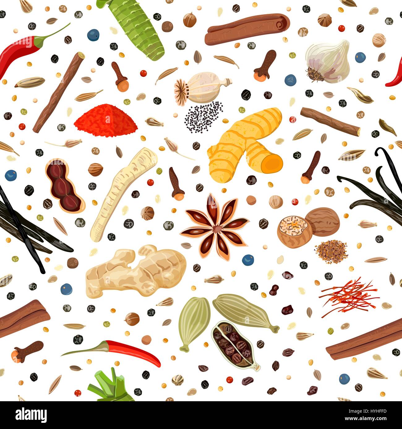 Épices de cuisine motif transparent vector set Illustration de Vecteur