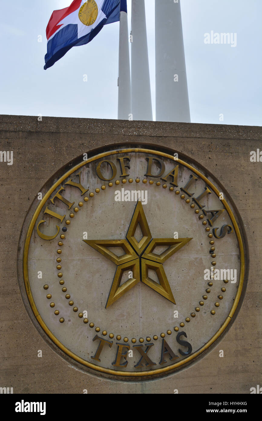 Le logo à l'extérieur de la région métropolitaine de ville de Dallas au Texas. Banque D'Images