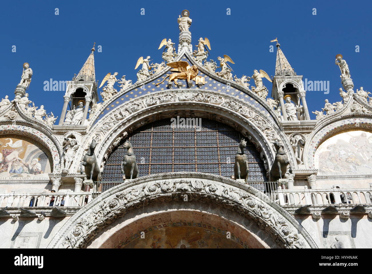 La basilique de San Marco, chevaux de San Marco, Piazza San Marco, Venice, Veneto, Italie Banque D'Images