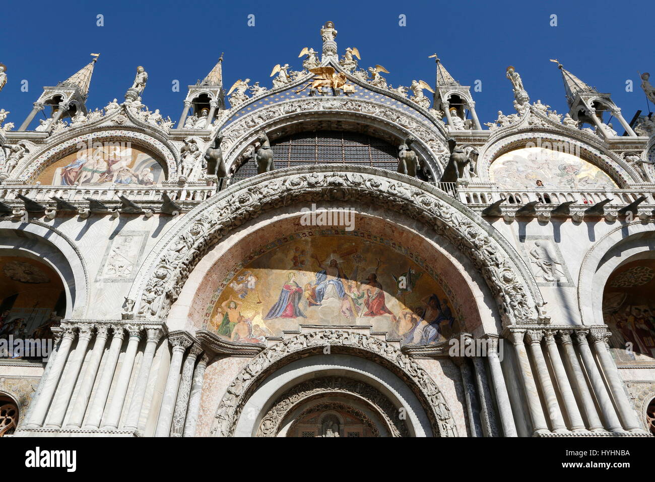 La basilique de San Marco, chevaux de San Marco, Piazza San Marco, Venice, Veneto, Italie Banque D'Images