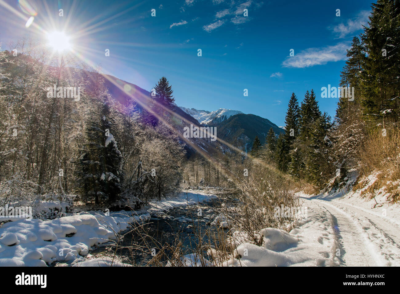 D'hiver pittoresque paysage de neige dans la région de Grisons, Suisse Banque D'Images