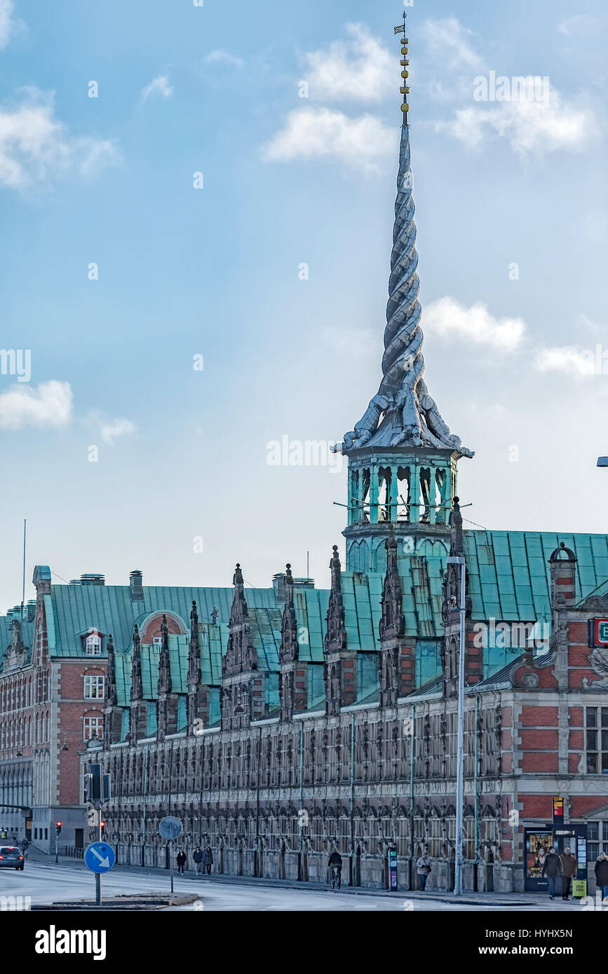 Copenhague, Danemark - 24 décembre, 2016 : Borsen est un bâtiment dans le centre de Copenhague et est la plus ancienne bourse en Danemark. Banque D'Images