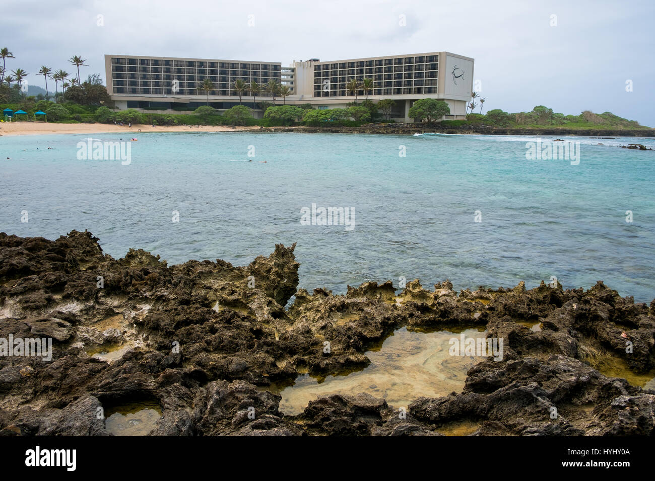 TURTLE BAY, Oahu, Hawaii - février 19, 2017 : Dos de la célèbre Turtle Bay Resort sur la côte nord d'Oahu à Hawaii. Banque D'Images