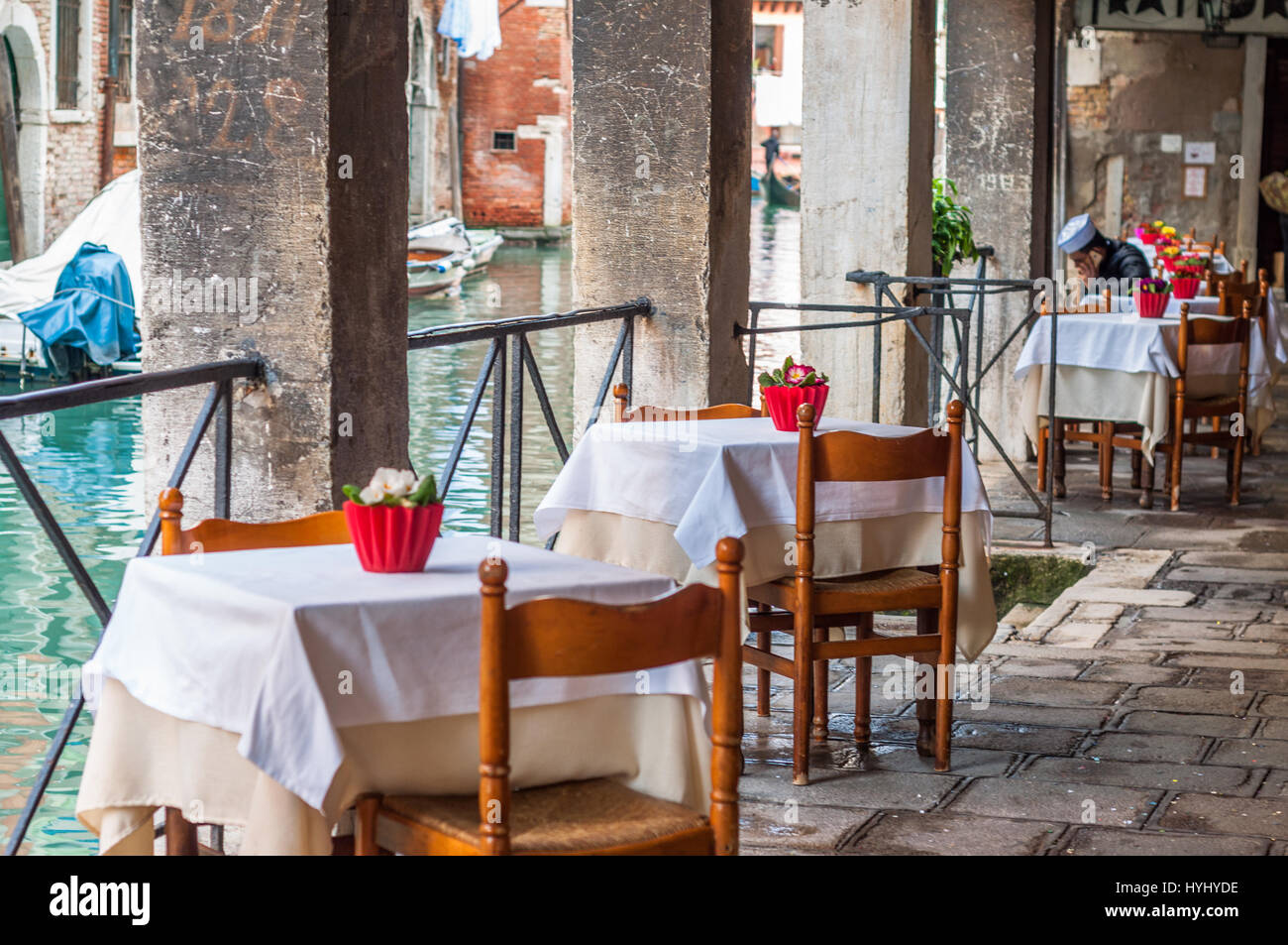 Restaurant romantique à Venise Banque D'Images