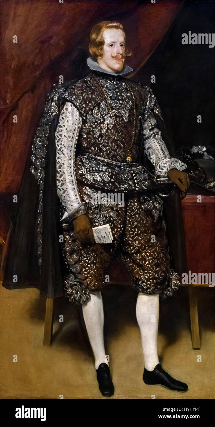 Philippe IV d'Espagne. Portrait du roi Philippe IV d'Espagne en brun et d'argent par Diego Velazquez, huile sur toile, c.1631-32 Banque D'Images