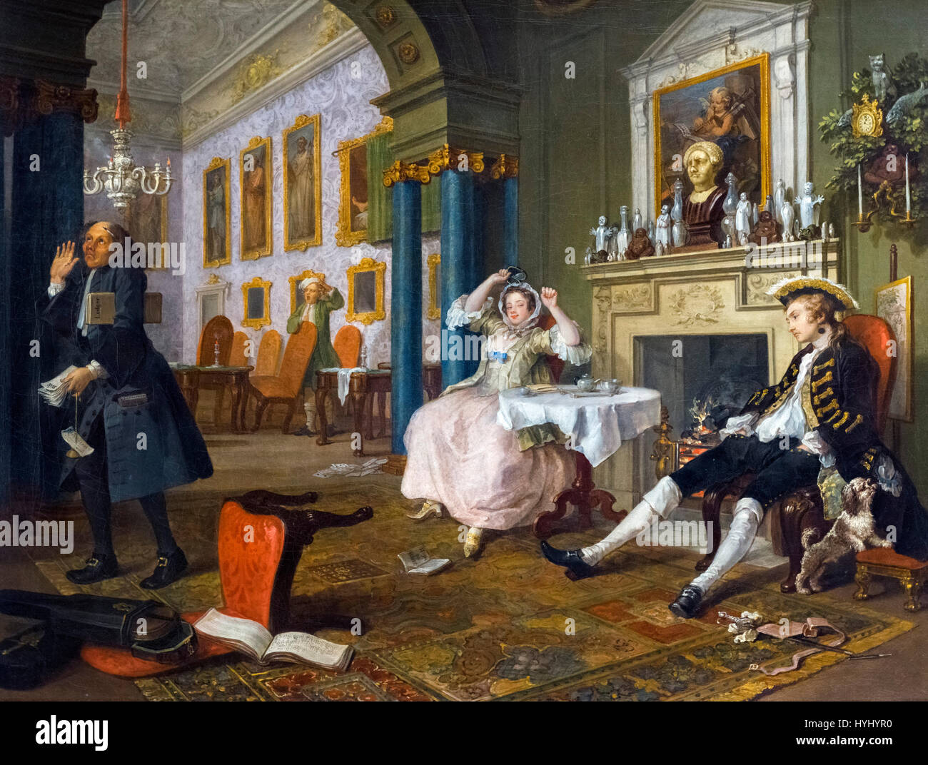 Hogarth painting. 'Mariage à-la-Mode : 2, le Tête à Tête' par William Hogarth (1697-1764), huile sur toile, c.1743. Banque D'Images