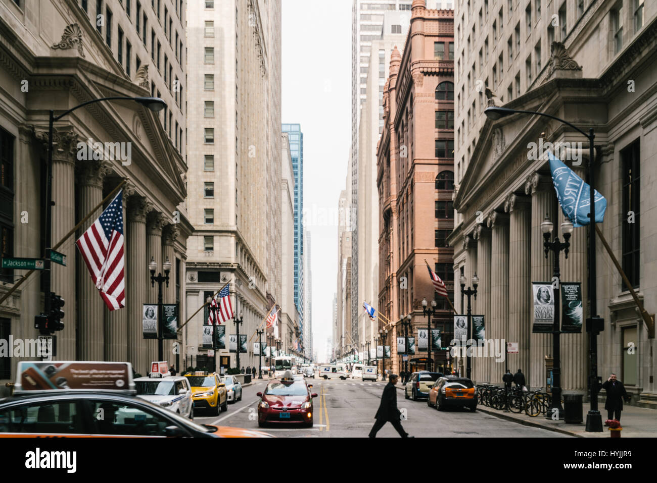 Une vue sur les rues du centre-ville de Chicago, Illinois Banque D'Images