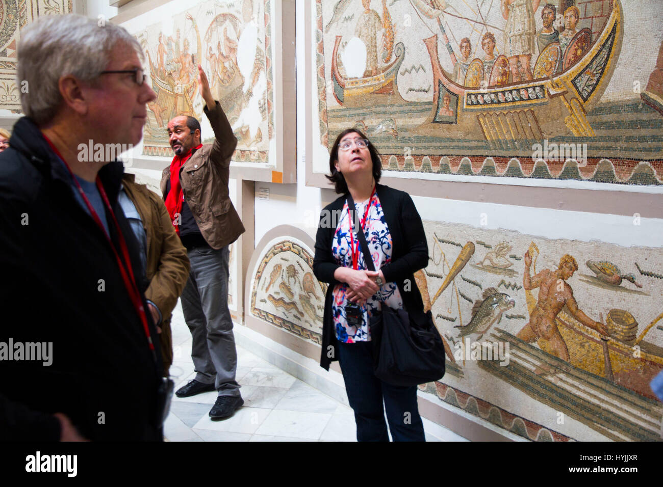Installé dans un élégant palais du 15ème siècle, musée national du Bardo est le deuxième musée le plus grand sur le continent africain (après le Musée égyptien du Caire). Banque D'Images