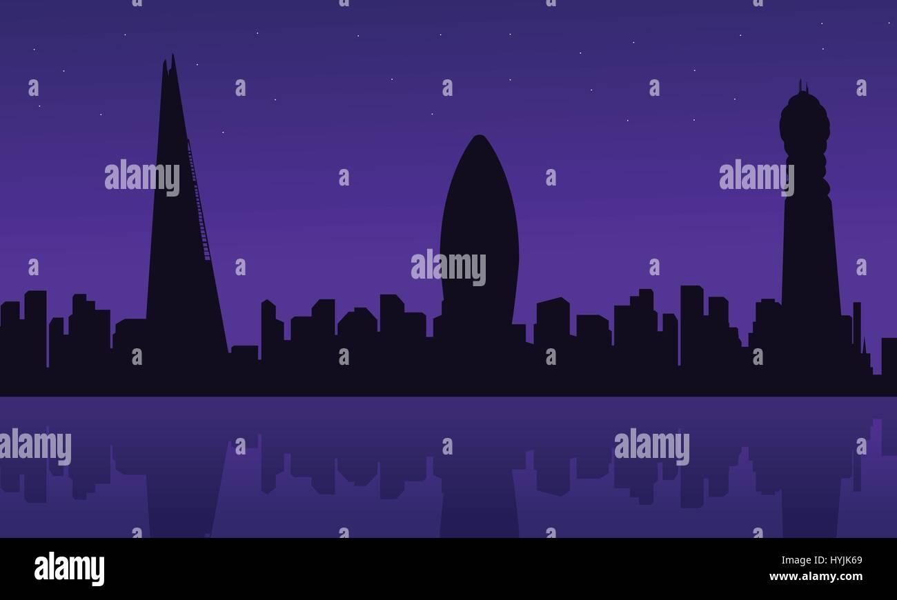 Silhouette de London city building scenery Illustration de Vecteur