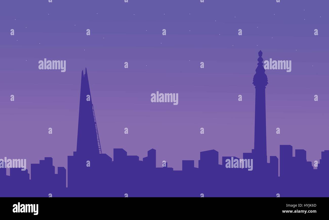 Paysage de Londres City building silhouettes Illustration de Vecteur