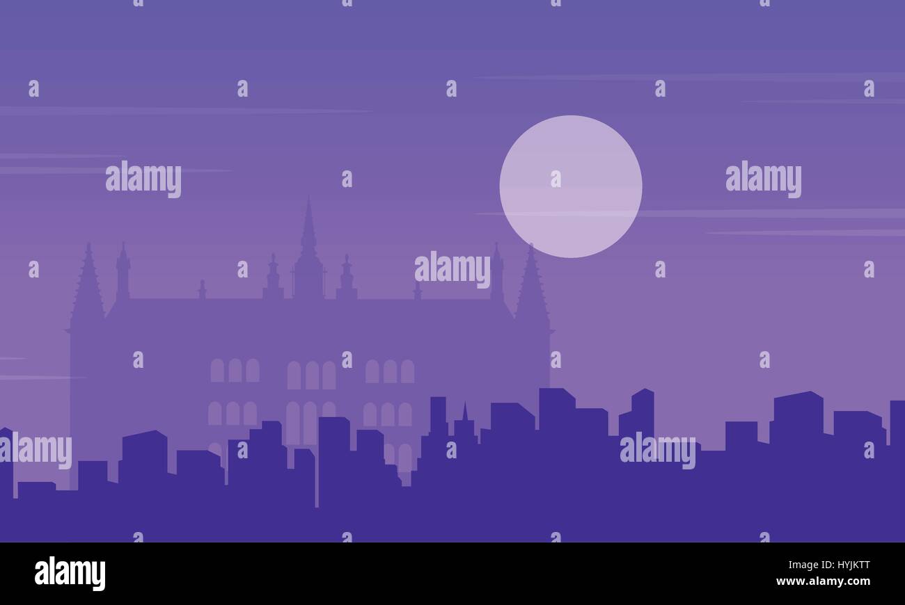 London Guidhall à collection paysage de nuit Illustration de Vecteur