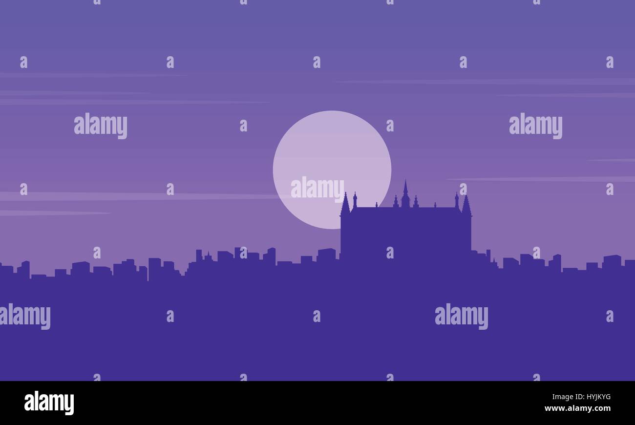 Silhouette de bâtiment London Guidhall scenery Illustration de Vecteur