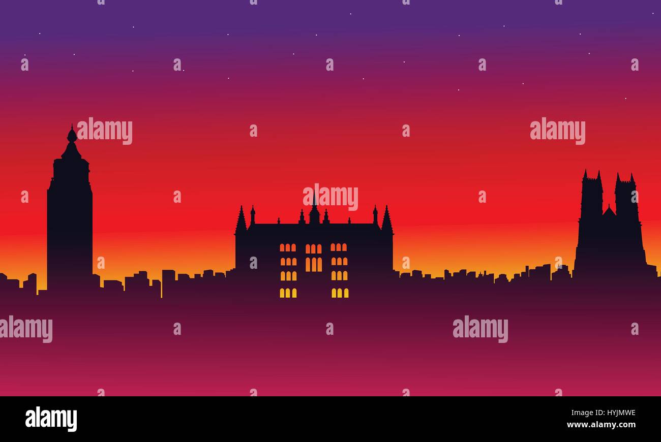 Sur fond rouge paysage bâtiment London city Illustration de Vecteur