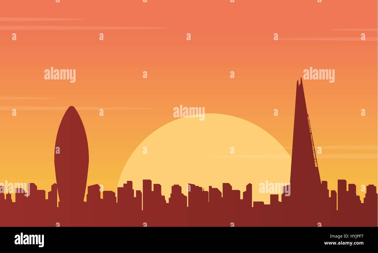Au coucher du soleil paysage bâtiment London city Illustration de Vecteur