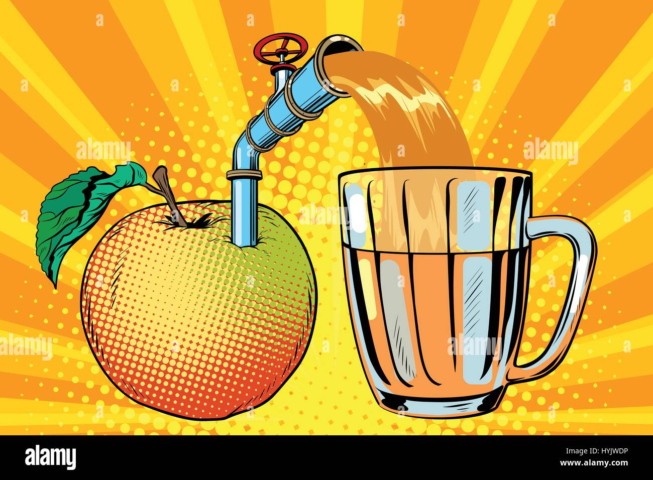 Le jus de pomme est versé dans une tasse Illustration de Vecteur
