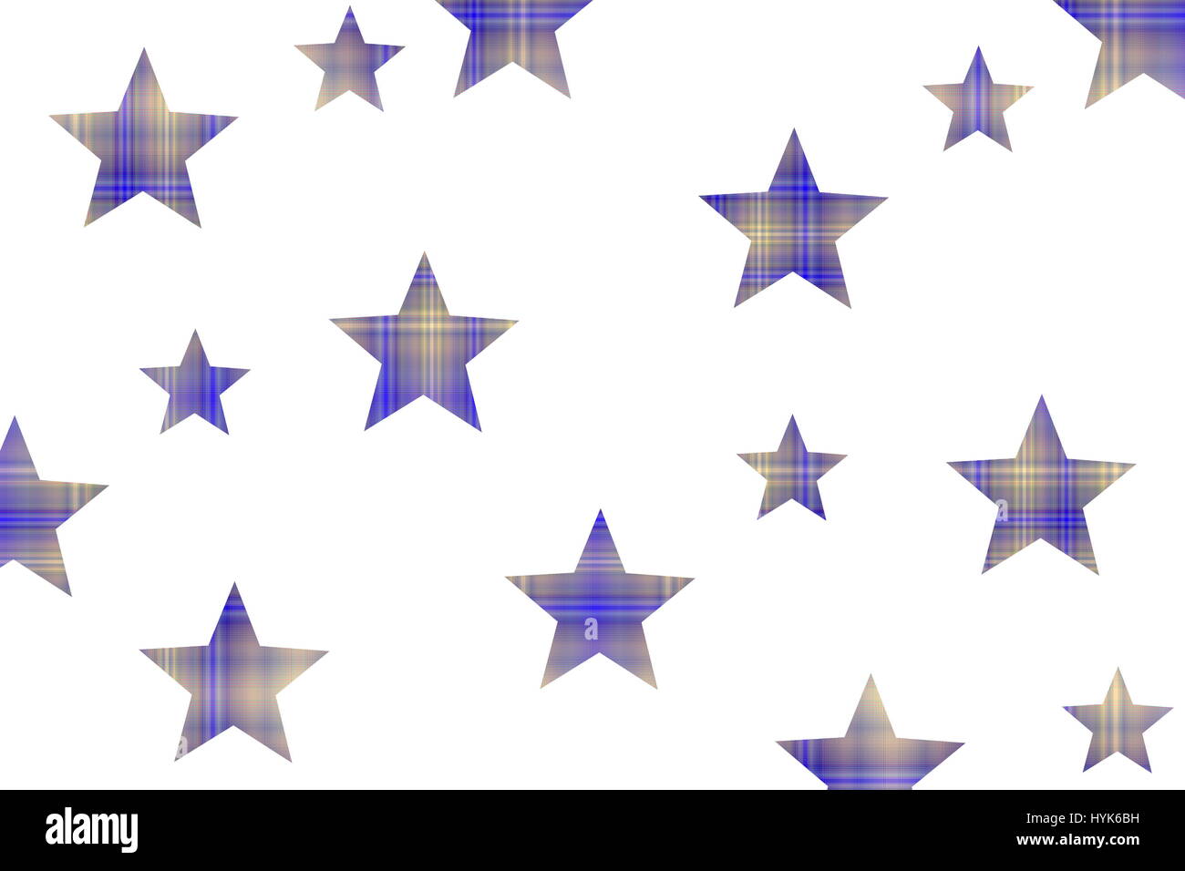 Étoiles à carreaux sur fond blanc Banque D'Images