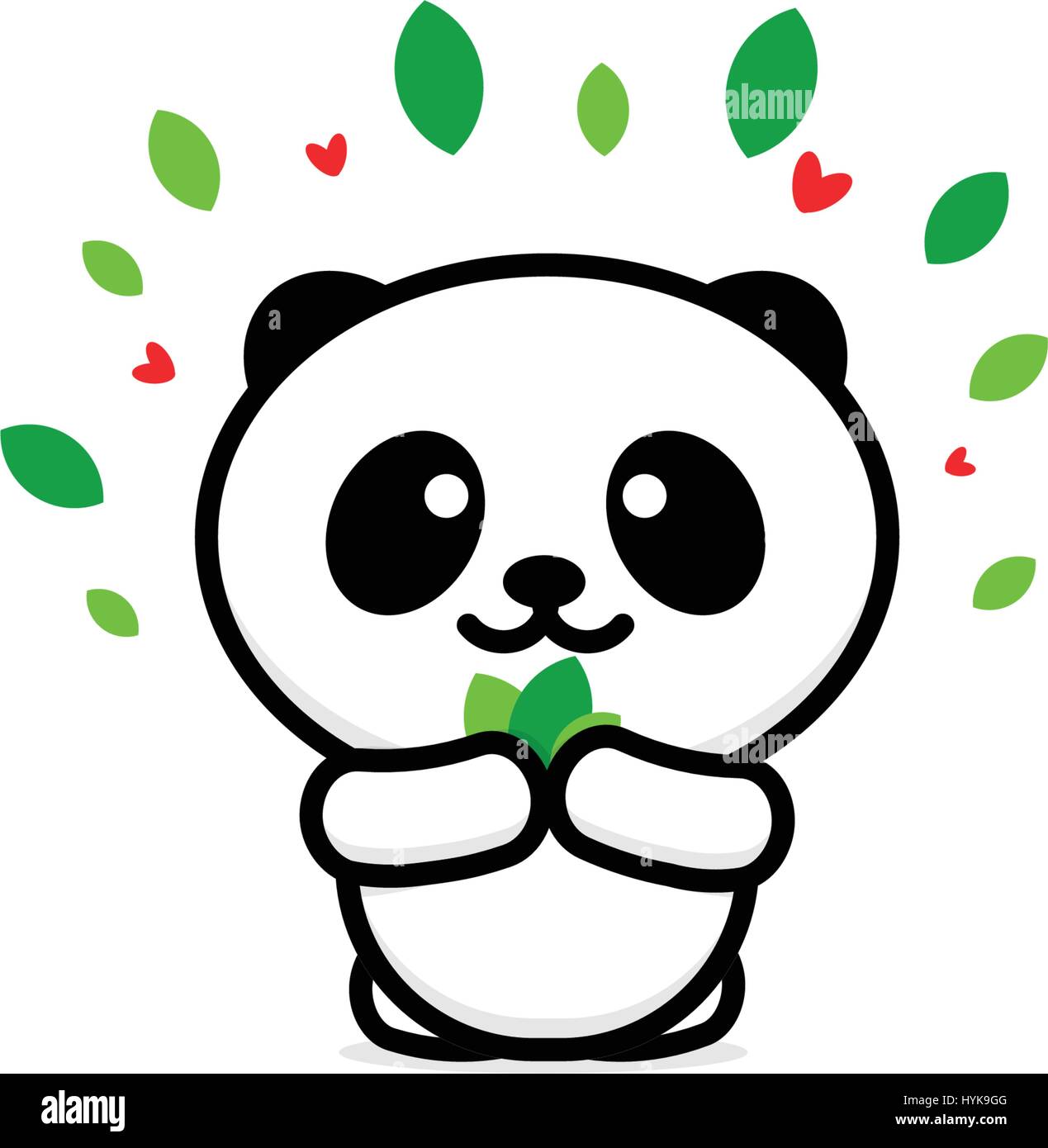Smiling logo Vector. Illustration de l'animal. Ours chinois avec bambou logotype. Cute photo Illustration de Vecteur