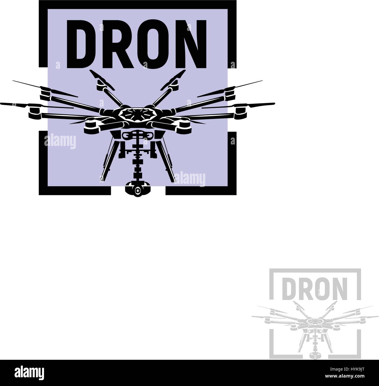 Forme carré couleur violet isolés quadrocopter logo sur fond blanc, logo de véhicule aérien sans pilote drone rc, vector illustration Illustration de Vecteur