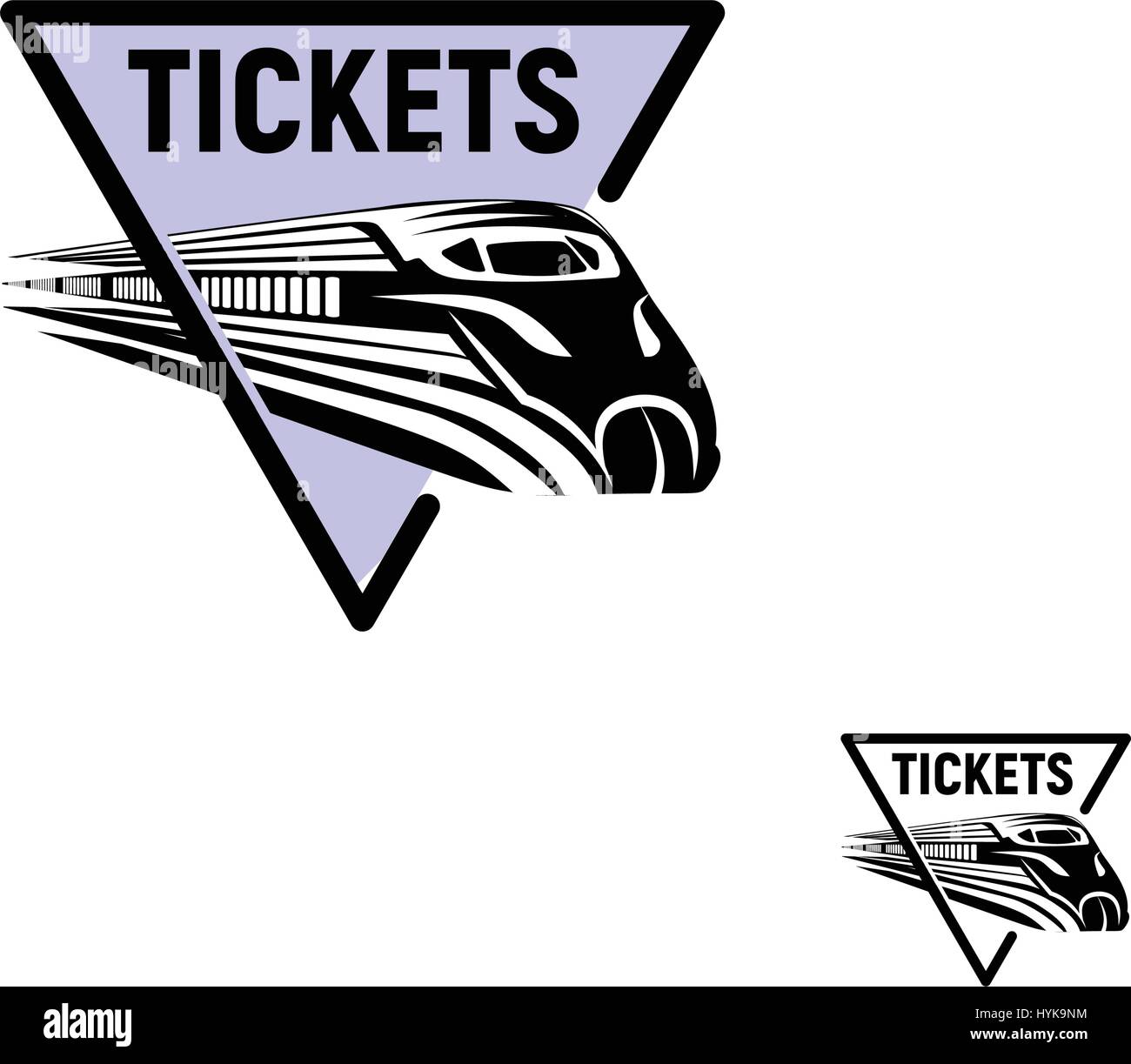La couleur noire résumé isolés dans le cadre de forme triangulaire violet sur fond blanc logo monochrome, transport ferroviaire moderne logotype, élément de fer dans leur gravure vector illustration Illustration de Vecteur