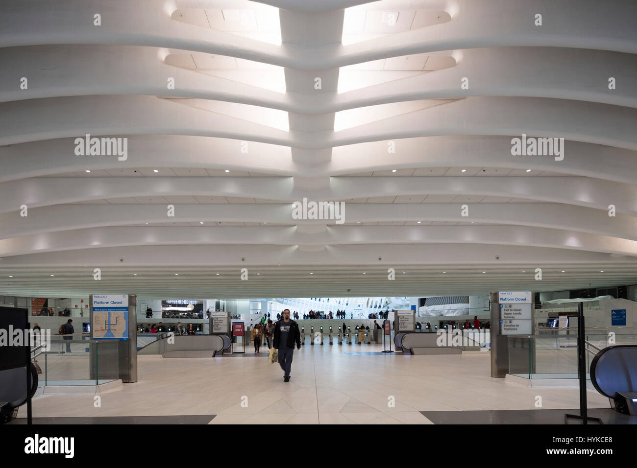 World Trade Center New York USA transport hub, conçu par l'architecte Calatrava Banque D'Images