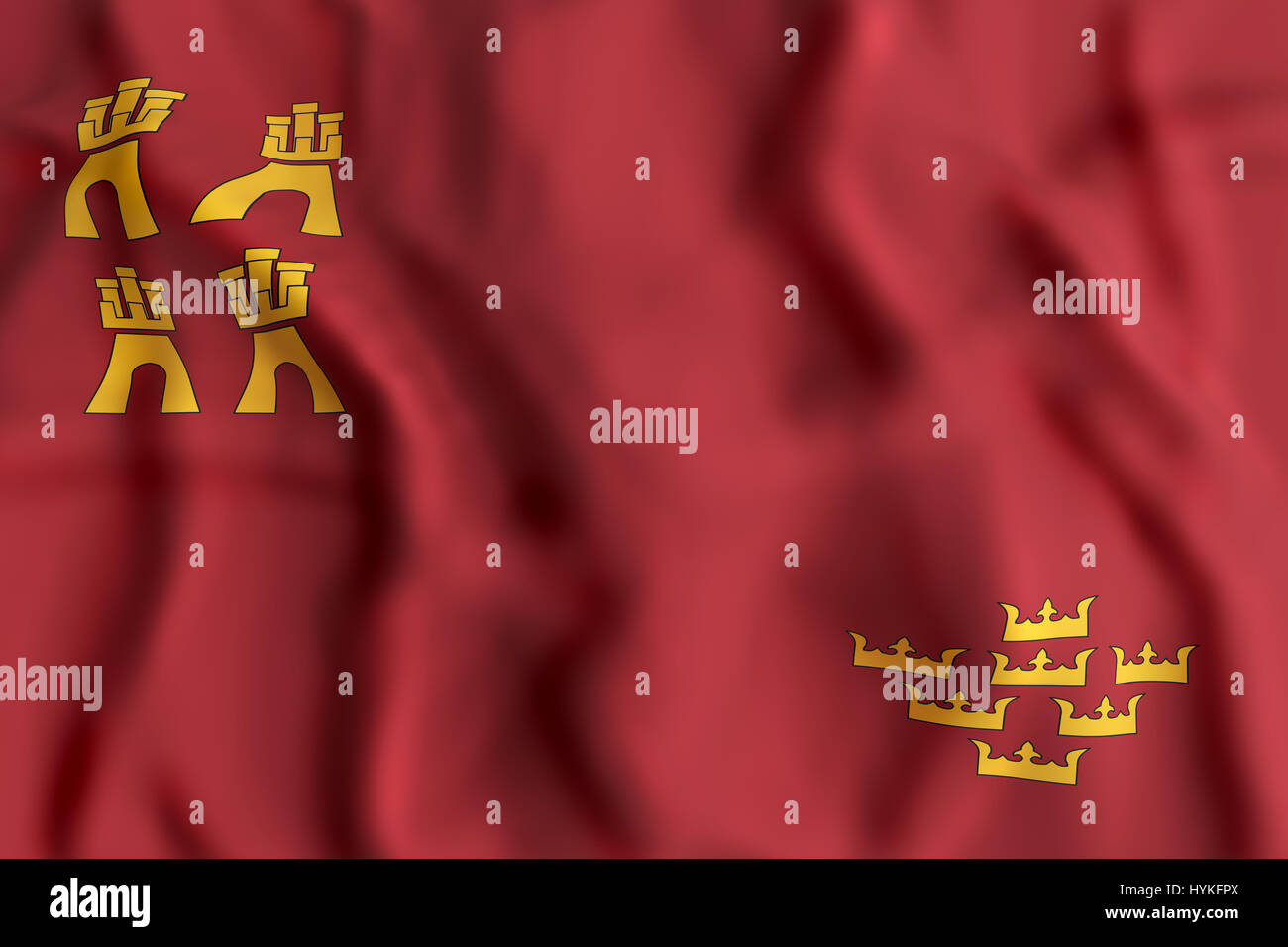 D'un rendu 3D de brandir le drapeau de la communauté de Murcie Banque D'Images