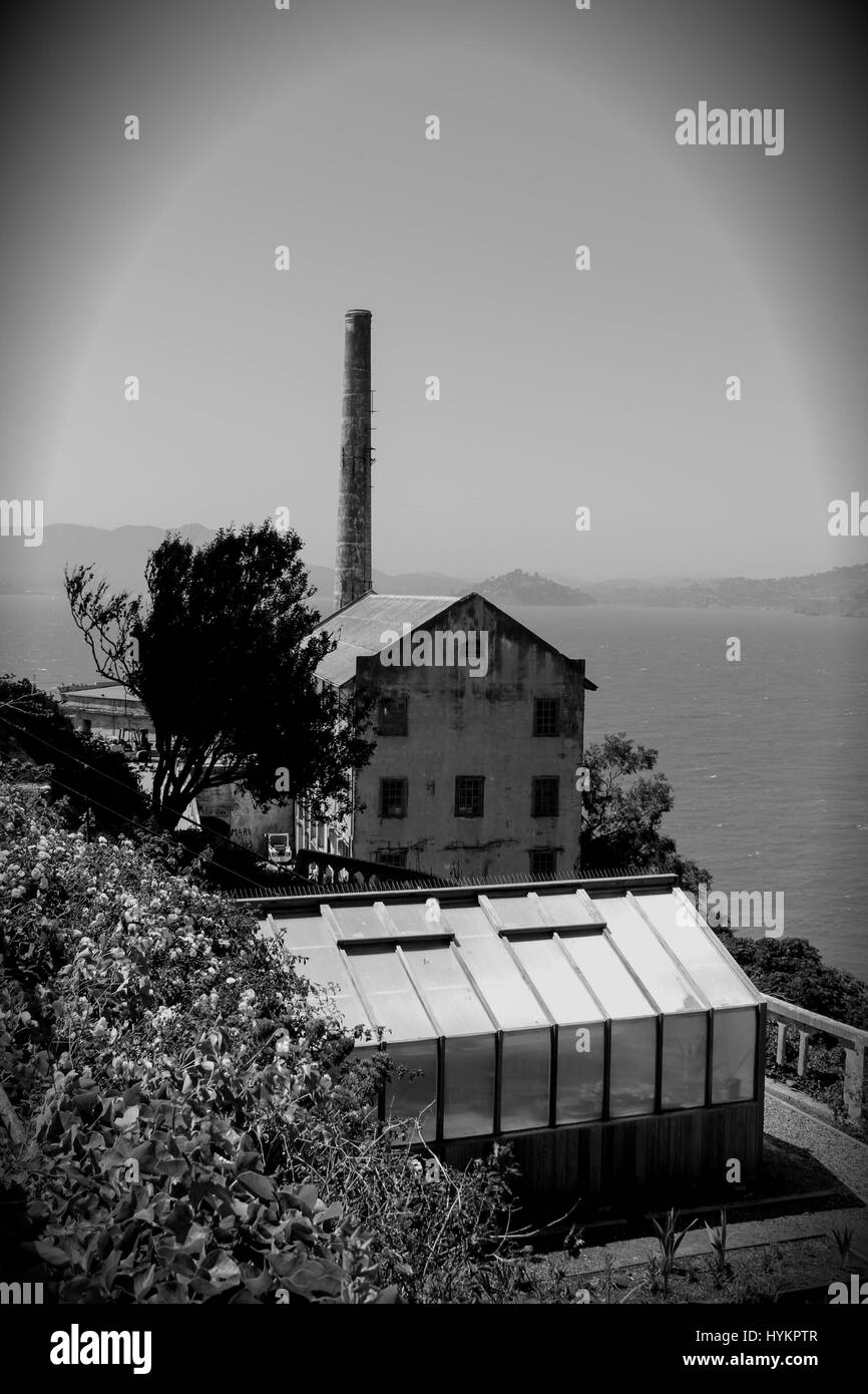 L'île-prison d'Alcatraz. La prison a été le foyer de certains des plus grands criminels de leur temps, à savoir l'Al Capone. Banque D'Images
