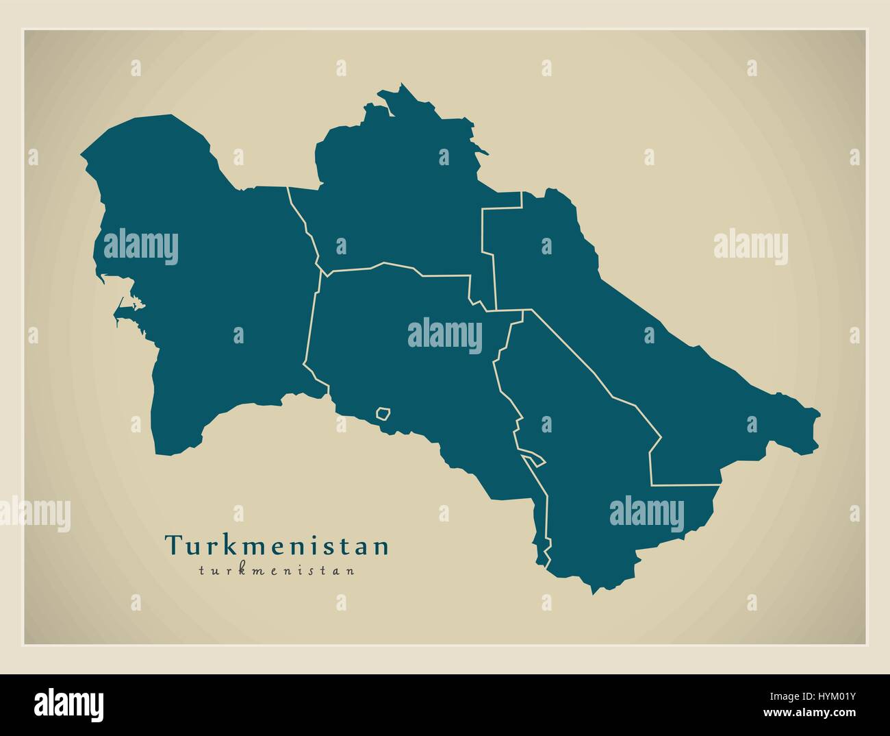 Carte moderne - avec les provinces du Turkménistan TM Illustration de Vecteur