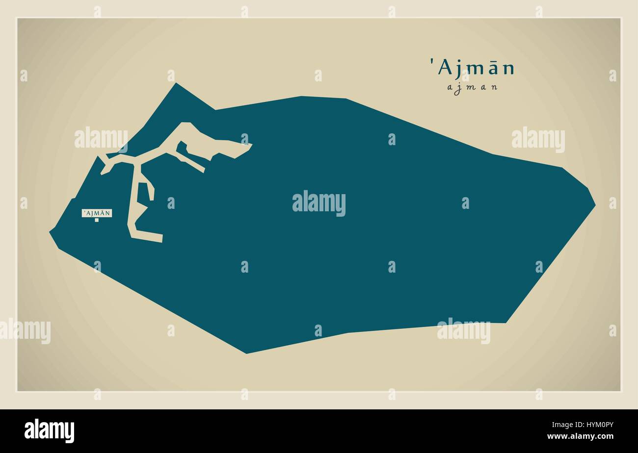 Carte moderne - Ajman Æ Illustration de Vecteur